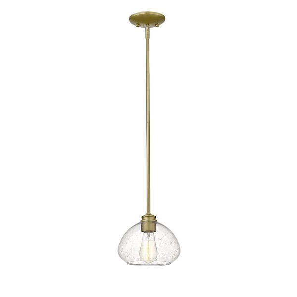 Z-Lite Amon 1 Light Mini Pendant, Satin Gold And Clear Seedy 722MP-SG - main
